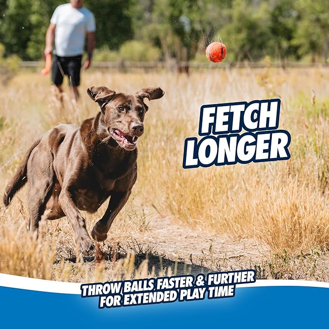 Chuckit! Sport 26L Dog Ball Launcher - Includes a 3-inch Diameter Large Ball for Dogs 60-100 Pounds - Manual Thrower for Dog Balls With a Slim Ergonomic Handle - 26-inch Length