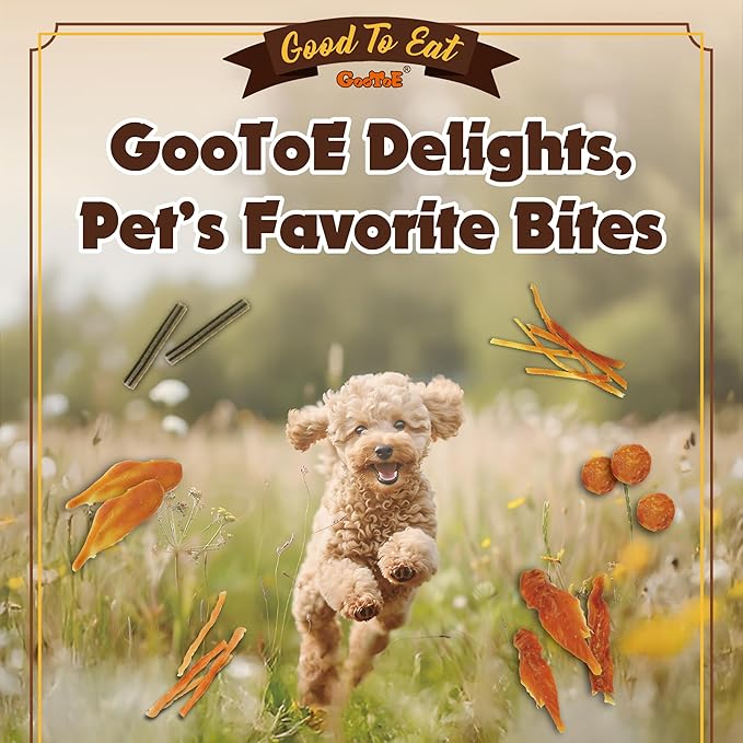 Gootoe Dog Treats, Chicken Jerky for Dogs - Dog Training Treats; High-Protein, Gluten-Free, Hypoallergenic, Grain-Free, Chicken Breast, 1 lb (Pack of 3)