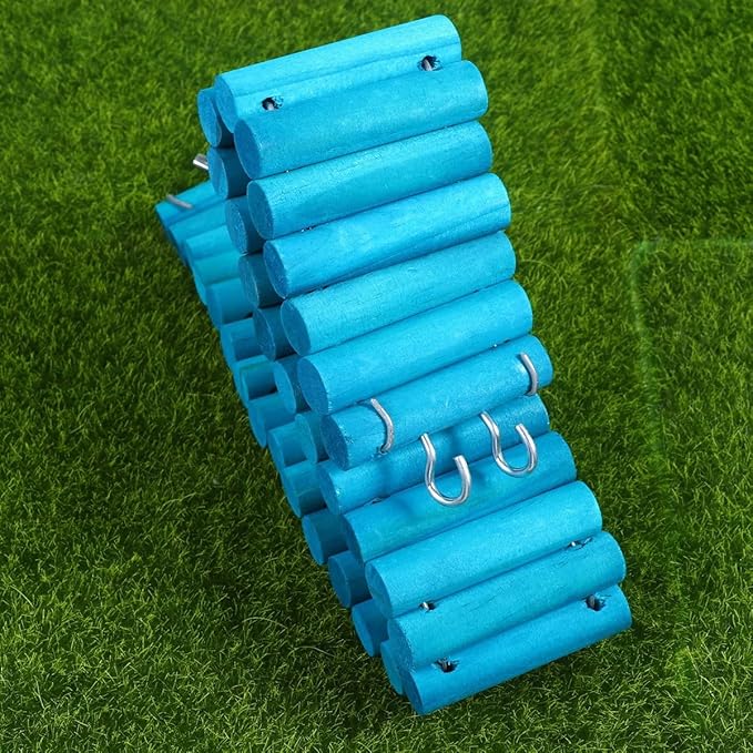 Mobestech Pet Wooden Ladder and Parrot Climbing Ladder with Round Wood Planks, 6X50Cm, Soft Climbing for Hamsters, Squirrels, and Birds, Cage Accessory for Small Pets