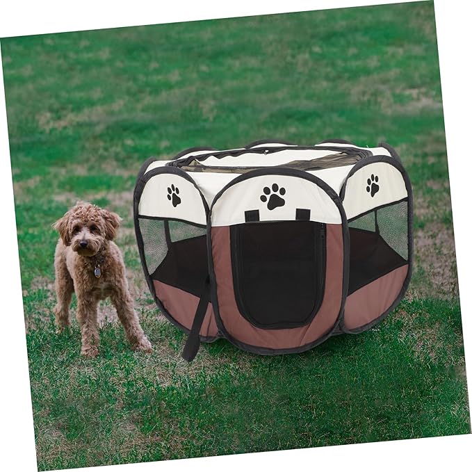 POPETPOP Dog Playpen Roof Portable Pet Tent House for Indoor Outdoor Use Large Capacity Octagonal Design Secure Locking Mechanism for Large Dogs and Cats