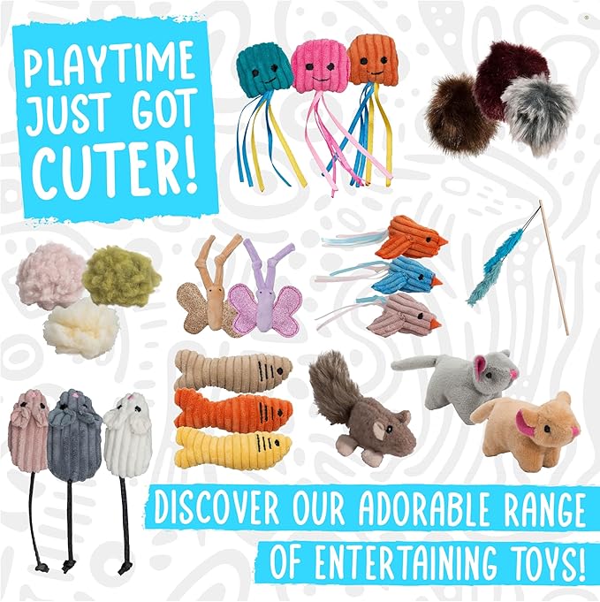 HuggleKats Cat Toys - Kitten Toys for Bored Indoor Cats, Perfect for Moving, Exercise, Biting & Chewing - Wee Fellar Squirrelie