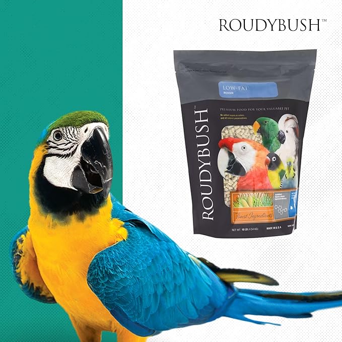 RoudyBush Low Fat Food for Adult Birds & Chicks - Scientifically Formulated Bird Feed - Bird Food Pellets w/Corn, Wheat, Soy & More - Nutritious & Healthy Feed for Birds (Medium, 44oz)