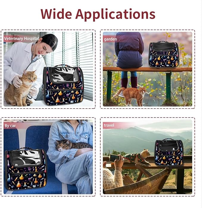 Chemistry Science Laboratory Colorful Pet Cat Backpack Carrier for Kitty Small Dog, Ventilated Pet Carrier Bag for Car, Walking, Hiking, Outdoors
