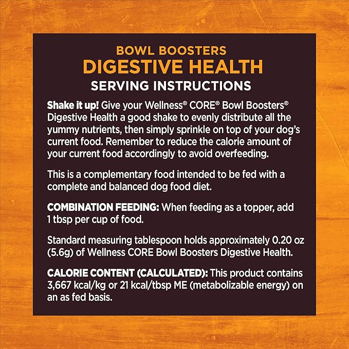 Wellness Bowl Boosters Digestive Health Dog Food Topper with Freeze Dried Pieces for Small, Medium, and Large Breeds, Sensitive Stomach, Grain Free, Natural, Chicken Recipe, 4 oz Bag