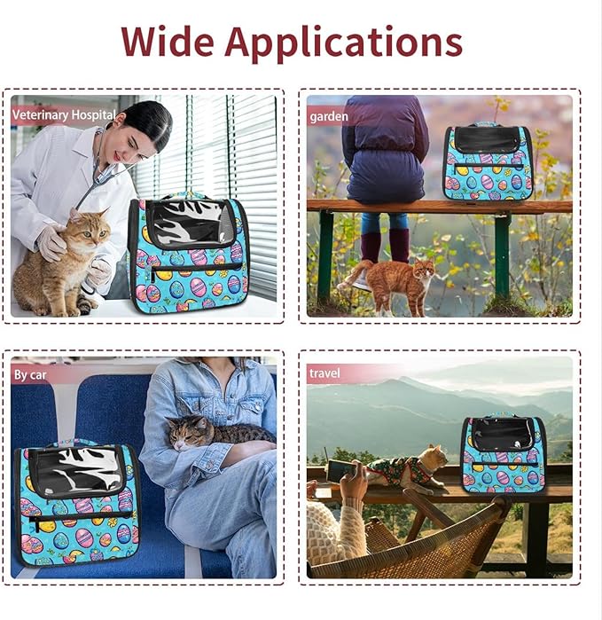 Happy Easter Day Pet Carrier Airline Approved Soft Sided Portable Cozy Travel Pet Bag, Car Seat Safe Carrier for Cats and Dogs