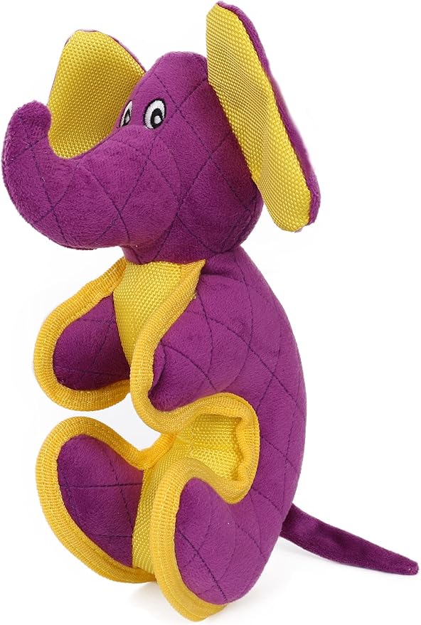 Pet Life ® 'Dyno-Funimal' Dinosaur Reinforced-Stitched Tough-Chewer Squeak Chew with Nylon Plush Dog Toy