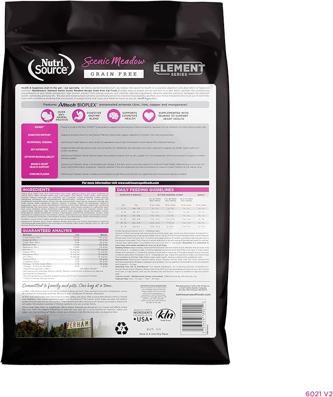 NutriSource Element Series Scenic Meadow Dry Cat Food, Turkey, Duck & Rabbit, 4LB