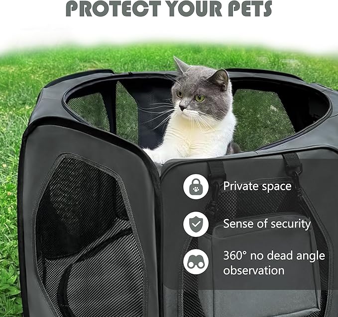 Nasonet Dog Playpen, Cat Dog Crate Portable Pet Exercise Cage Kennel House Puppy Playpen Animal Playpen Indoor/Outdoor, Water-Resistant Kennel Tent with Traveling Bag (Grey, Large)