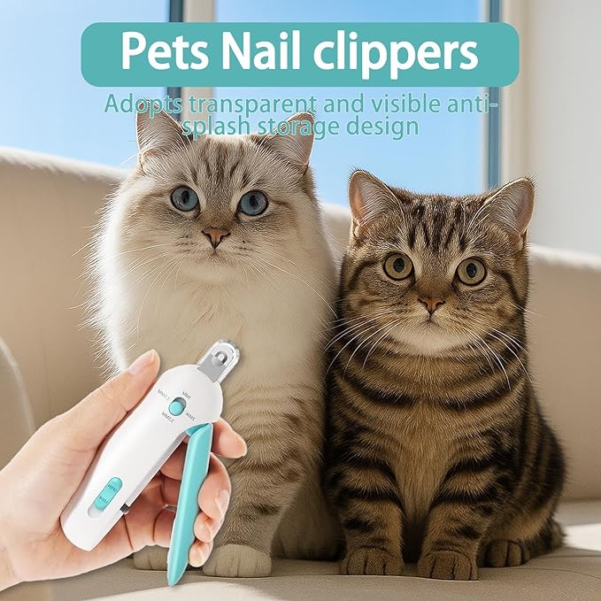 Cat Nail Clipper, Cat Nail Trimmer with Adjustable 3-Size Trimming Hole & Hidden Nail File, Anti-Splash Claw Cutter with Debris Catcher for Kittens, Cats & Small Pets Home Grooming