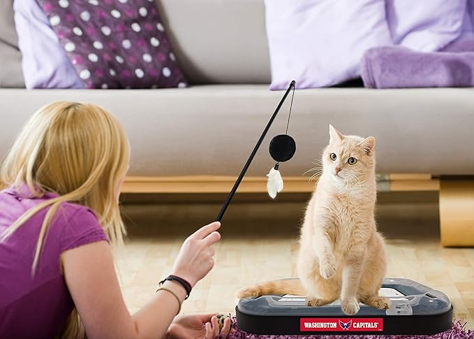 Pets First 5-in-1 NHL Washington Capitals Cat Scratcher Toy with Interactive Cat Ball Bell in Tracks