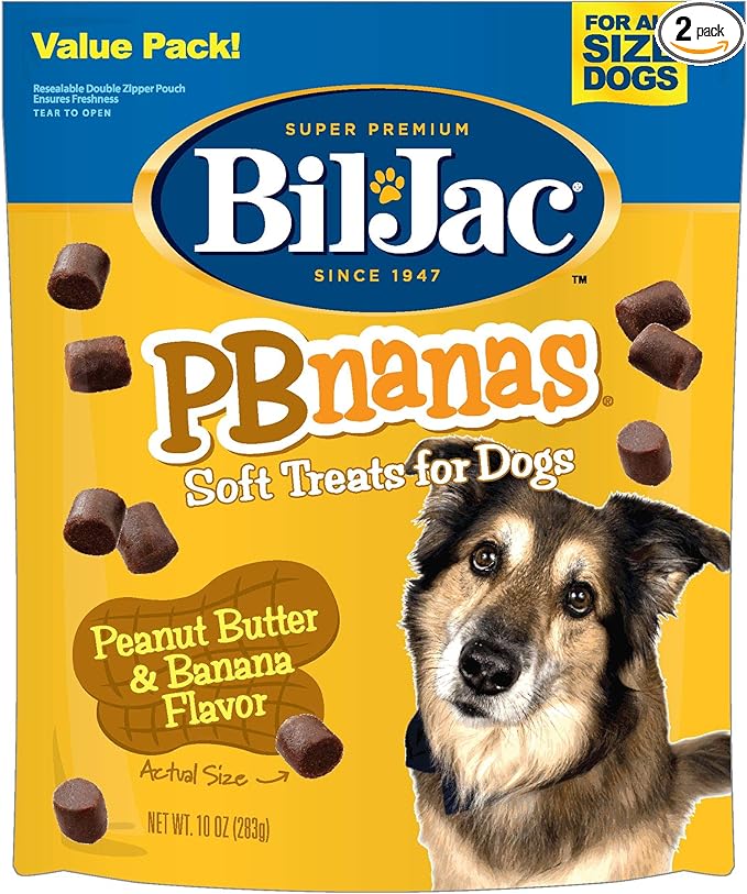Bil-Jac PB-Nanas Soft Dog Treats | Peanut Butter & Banana Flavor | 10 oz (2-Pack)