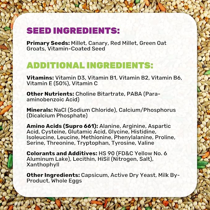 LEACH GRAIN & MILLING CO. Parakeet Plus, 25 lbs Premium Parakeet Bird Food, Nutrient-Rich Blend, No Waste Bird Seed for Outside Feeders, Birdseed with Vitamins & Minerals, Supports Energy & Growth