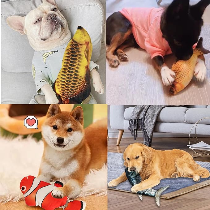 VAIZIQ Realistic Flopping Fish Dog Chew Toy - Electric Moving Interactive Pet Toy for Small Medium Dogs, Chew Rocking Toy for Indoor Outdoor Exercise