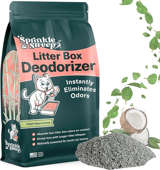 Sprinkle & Sweep: Litter Box Deodorizer - 8oz Bag - Cat & Kitten Home Odor Neutralizer, Ultra-Absorbent Formula, Non-Toxic & Safe, Pet Smell Control