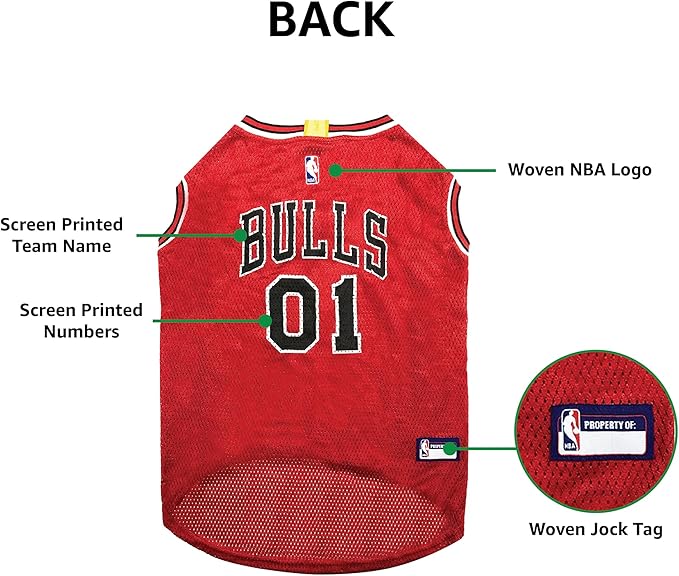 Pets First NBA CHICAGO BULLS DOG Jersey, Small - Tank Top Basketball Pet Jersey