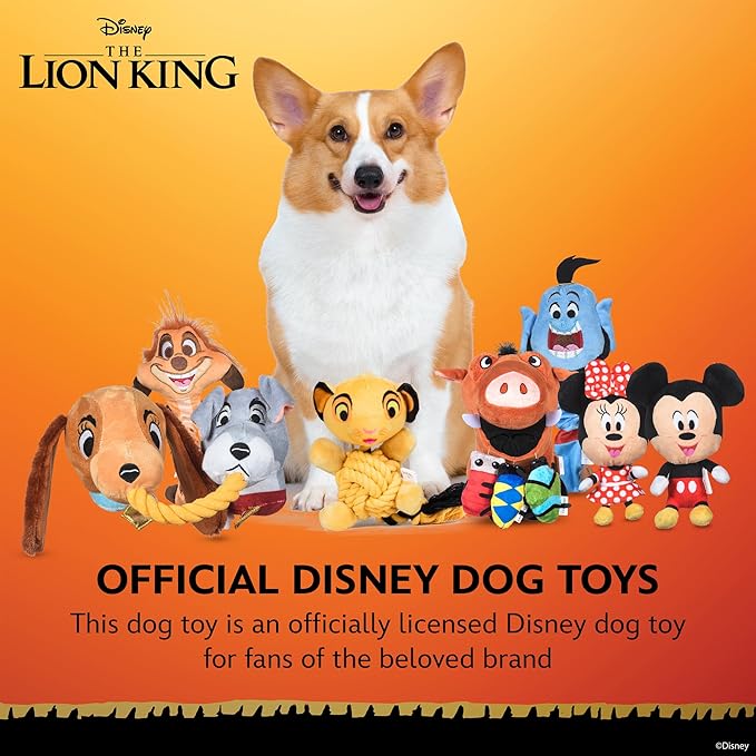 Disney for Pets The Lion King Simba Knotty Rope Pet Toy with Squeaker, 9in Dog Toys | Rope Tug Toy for Dogs Inspired by Simba of The Lion King