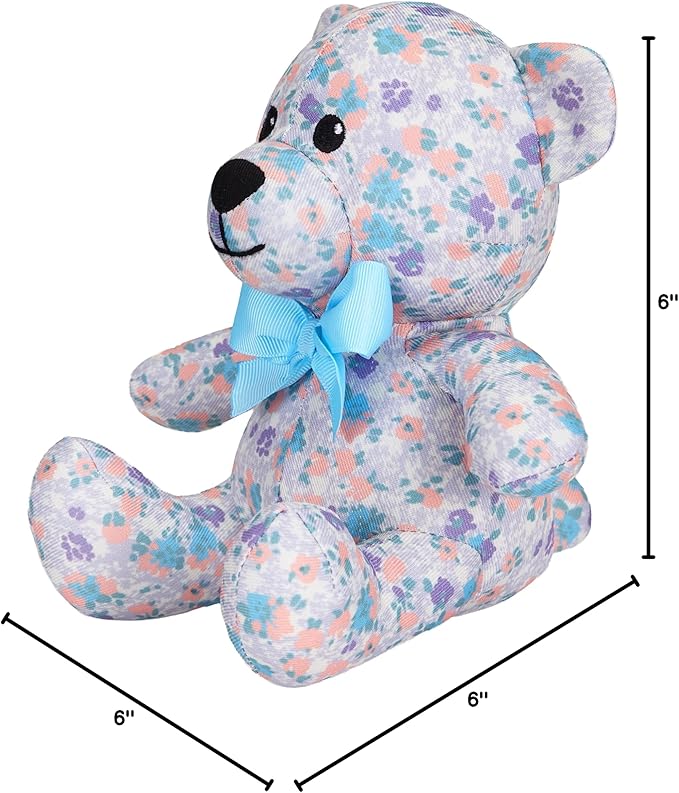 Blueberry Pet Cat & Dog Toys - 6" Bluey Stuffed Animals for Puppies, Plush Squeak Toy, Floral Lavender Happy Bear, Soft & Durable, Puppy Toys, Machine-Washable, Matching Collar Available