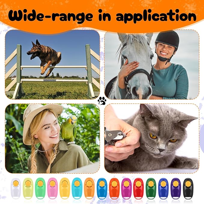 15 Pcs Dog Training Clicker Pet Behavioral Training Clickers Colorful Dog Clicker for Trainings Dogs Behavior Aids Trainings Effective for Cat Puppy Birds Animal, Durable Lightweight
