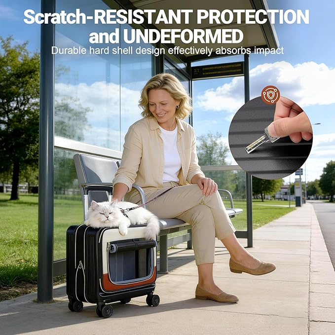 Lekereise Cat Carrier with Wheels Airline Approved Designed for Small Dogs with Expandable Design, 2-in-1 Rolling Cats Travel Carrying Bag for Pets & Owner's Suitcase