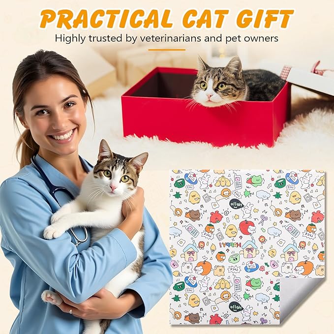 ondware 35.5 in Extra Large Cat Wrap for Cutting Nails, Self-Adhesive Cat Grooming Wrap Anti-Escape Cat Restraint for Nail Clipping Cat Swaddle Wrap Cat Wrapping Cloth for Pet Cleaning and Beauty