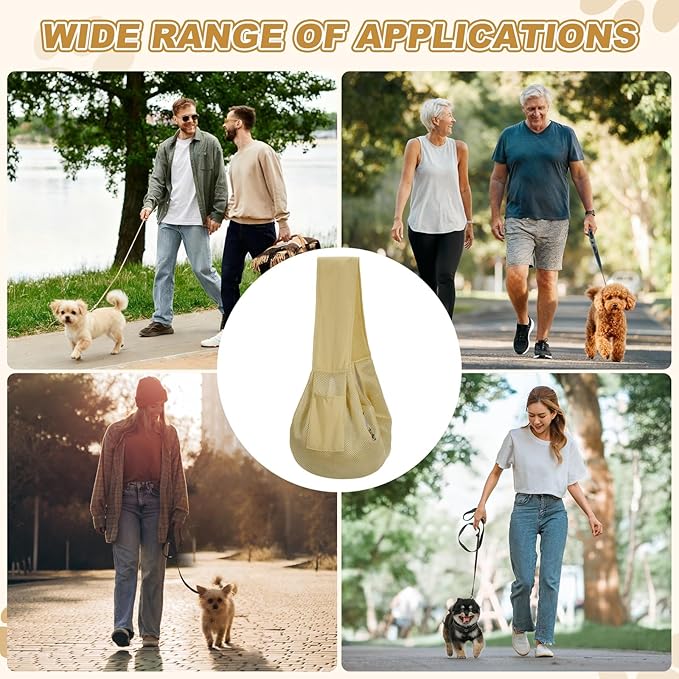 Dog Sling Carrier for Small Dogs and Cats Up to 16.5 Lbs, Breathable Thick Shoulder Strap Pet Crossbody Shoulder Bag, (Khaki, 1 Pcs) Intended for Outdoor/Camp/Travel