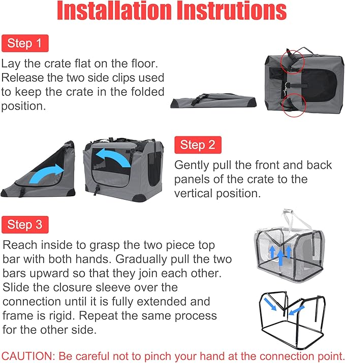 Prutapet Large Cat Carrier 24"x16.5"x16.5" Soft-Sided Portable Pet Crate for Car Traveling with Collapsible Litter Box and Bowl