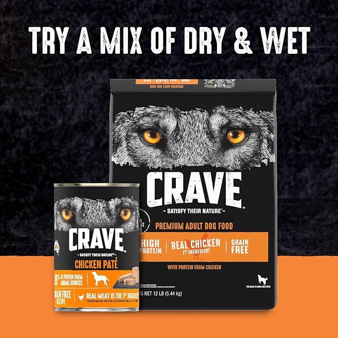 CRAVE Grain Free with Protein from Chicken Dry Adult Dog Food, 12 Pound Bag