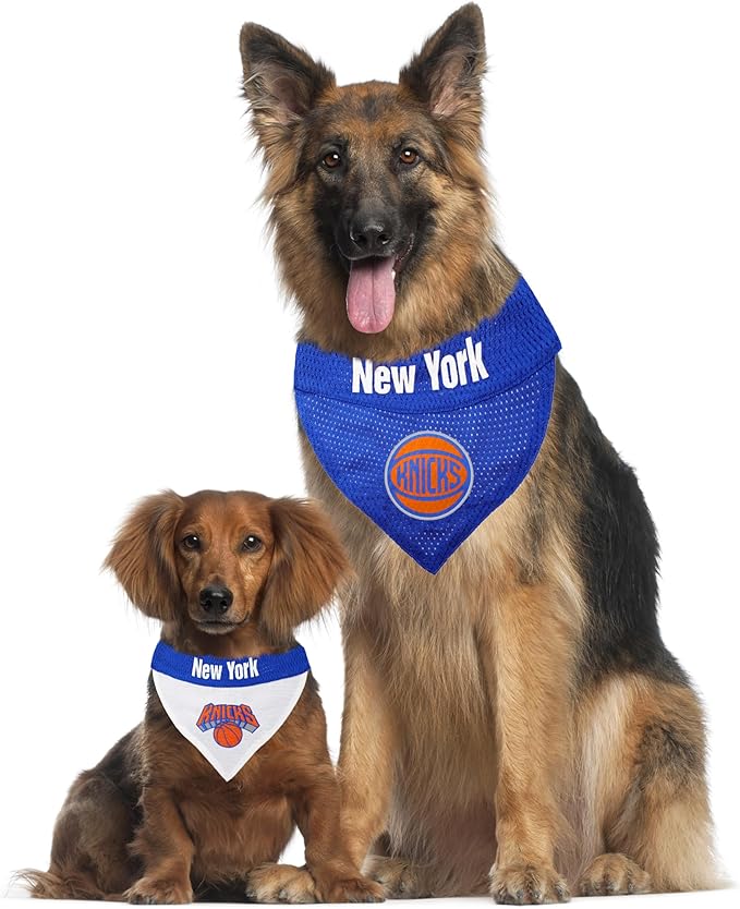 Pets First NBA Dog Bandana - New York Knicks Reversible Pet Bandana. 2 Sided Home & Away Sports Bandana with a PREMIUM Embroidery TEAM Logo, Small/Medium