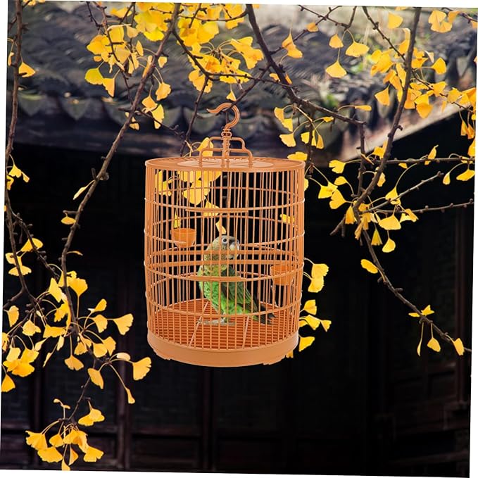 Kisangel Decorative Hanging Bird Cage Plastic Small Animal Cage with Safety Door Spacious Design for Parakeets Hamsters and Small Birds