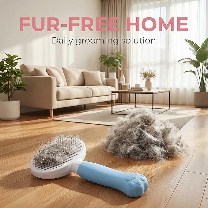 Cat Brush for Shedding for Indoor Cats & Dog Brush for Shedding - Perfect for Long & Short Haired Pets,Pet Brush for Dogs and Cats - Deshedding & Grooming Tool (Blue)