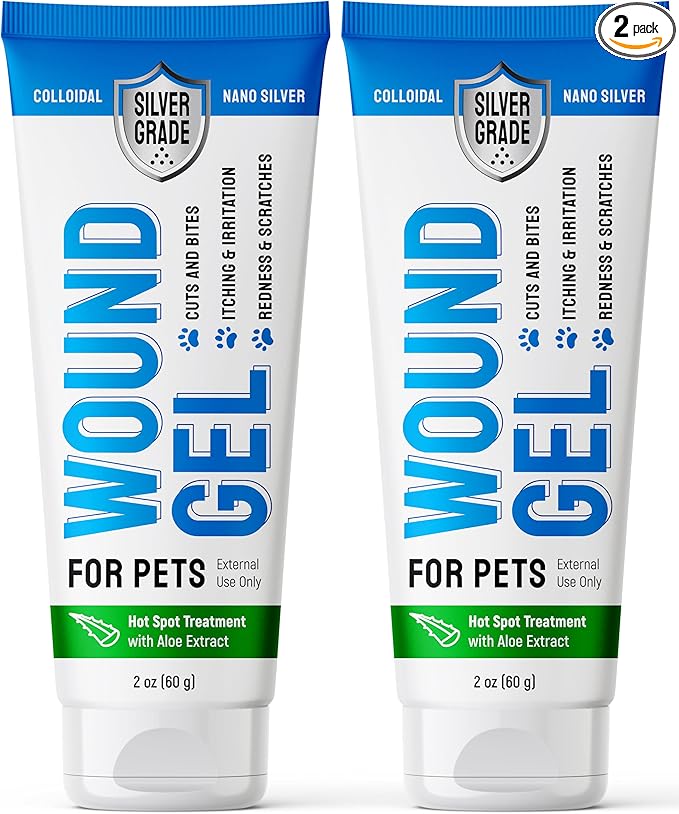Wound Gel for Dogs – Cat Wound Care Gel – Silver & Aloe – for All Ages – 2 Oz x 2 Pack