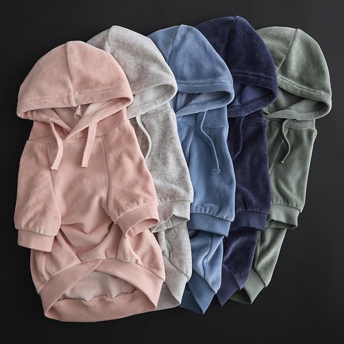 Pet Passion Cooper II Organic Cotton Velour Dog Hoodie Pet Coat for Small, Medium and Large Dogs, Light Heather Gray, Small