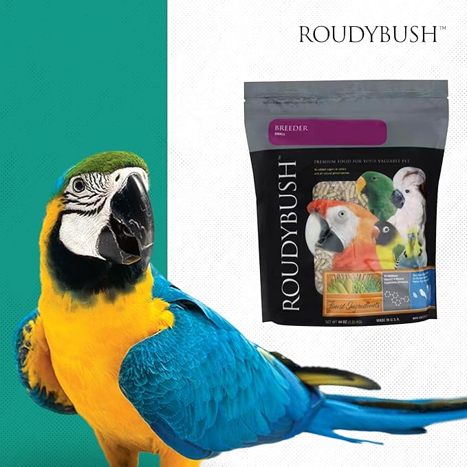 Roudybush Breeder Food for Breeding & Weaning Birds - Scientifically Formulated Bird Feed - Bird Food Pellets w/ Corn, Wheat, Soy & More - Nutritious & Healthy Feed for Birds (Small, 44oz)