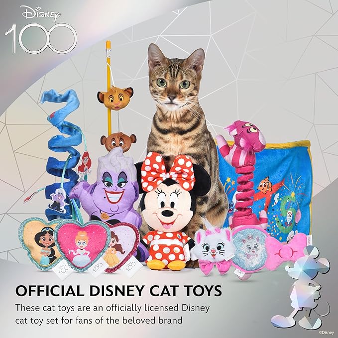 Disney for Pets 3 Piece Princess Cat Toys with Catnip and Crinkle, 4in | Shimmery, Crinkly Cat Toys | Catnip Plush Toys for Cats Inspired Princess Characters