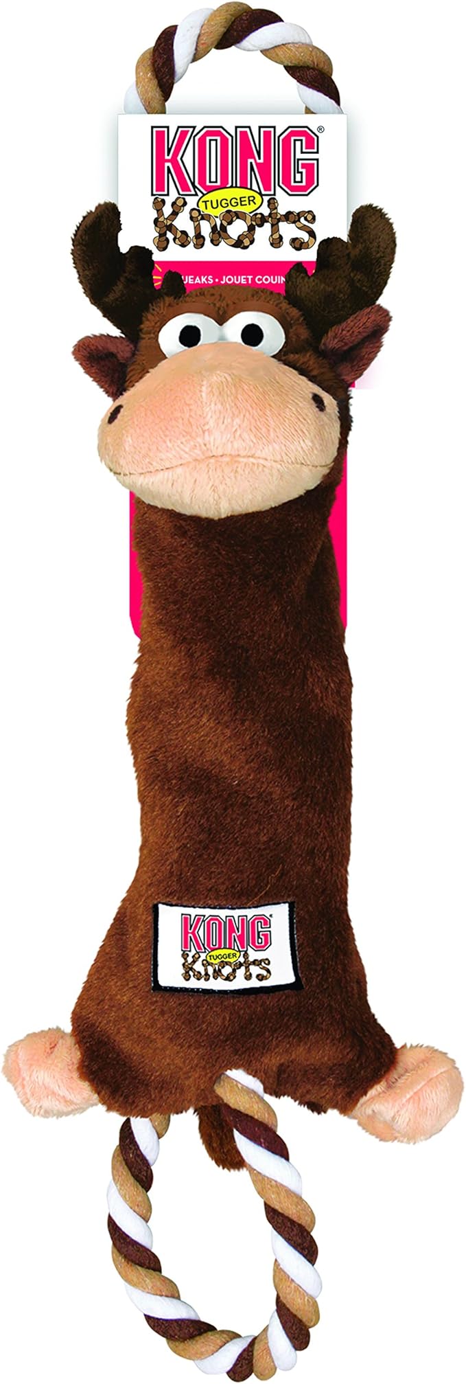 KONG - Tugger Knots Moose - Tug of War Dog Toy, Minimal Stuffing and Looped Ropes for added Strength - For Medium/Large Dogs