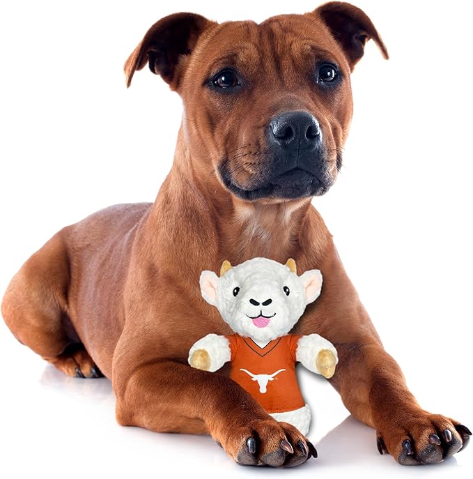 Pets First NCAA Texas Longhorns Goat Plush Toy for Dogs and Cats with Squeaker, Wearing a Team Jersey! Fun & Sporty Goat Shaped Dog Chew Toy, Interactive Pet Toy