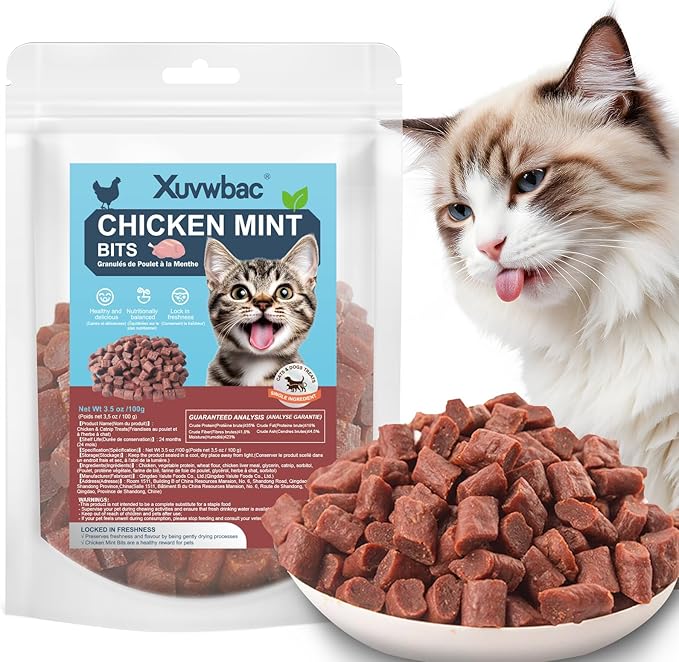 Dried Chicken Catnip Cube Snacks, Suitable for Cats and Dogs, for Training and Treats, Chewy, Grain-Free, 100g/1 Pack