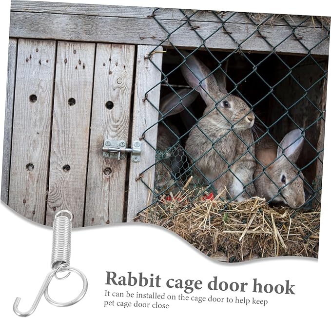 FRCOLOR 30pcs Cage Door Spring Hook High Elastic Material Feeder Hanger for Pigeon Quail and Bird Cages Easy to Install Secure Locking