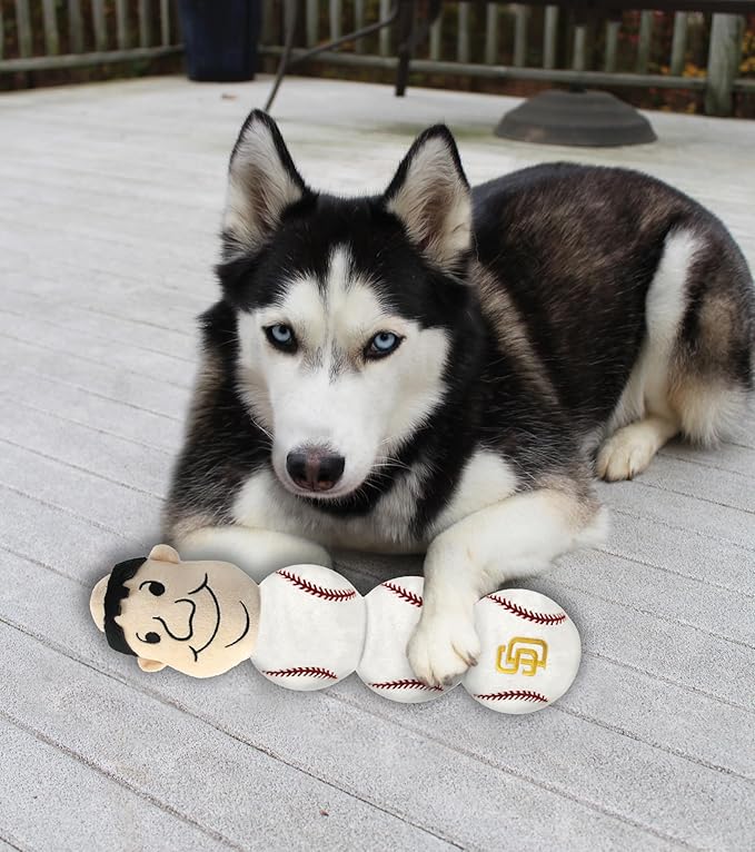 Pets First MLB SAN Diego Padres Mascot Long PET Toy for Dogs & Cats with 4 Inner SQUEAKERS in Soft Plush