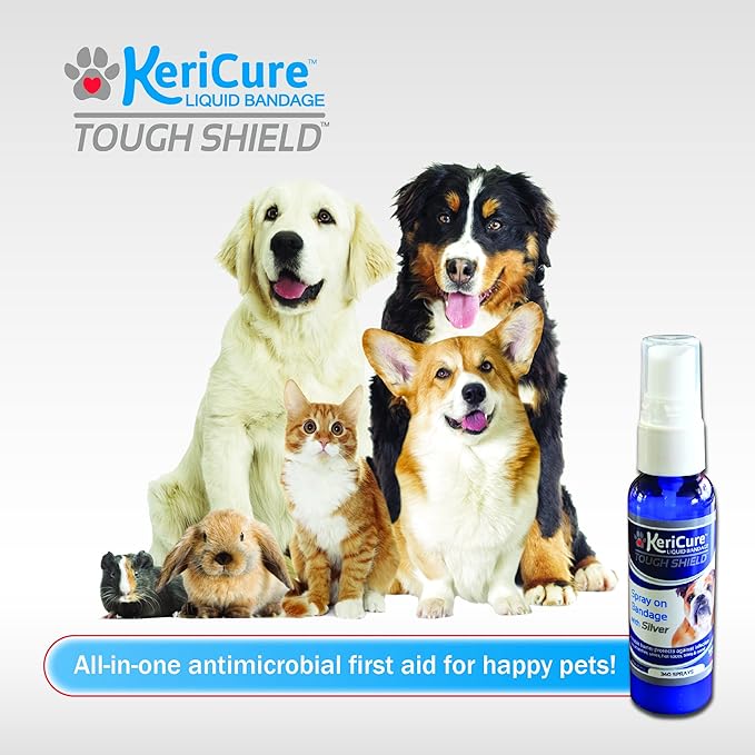 Tough Shield Silver Liquid Bandage Wound Spray for Dogs, Cats & Small Pets - 2oz Spray on Liquid Bandage First Aid - Silver Polymer Solution for Cuts, Sores & Bites - USA Made