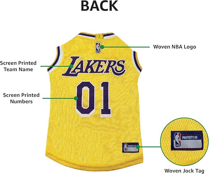 NBA LOS ANGELES LAKERS DOG Jersey, Small - Tank Top Basketball Pet Jersey