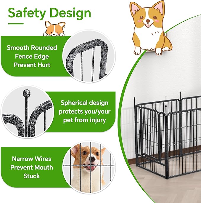 Mr IRONSTONE Dog Playpen with Anti-Rust Coating – 32" Height 16 Panels Portable & Foldable Indoor/Outdoor Pet Fence for Large, Medium, or Small Dogs – Durable Exercise Pen