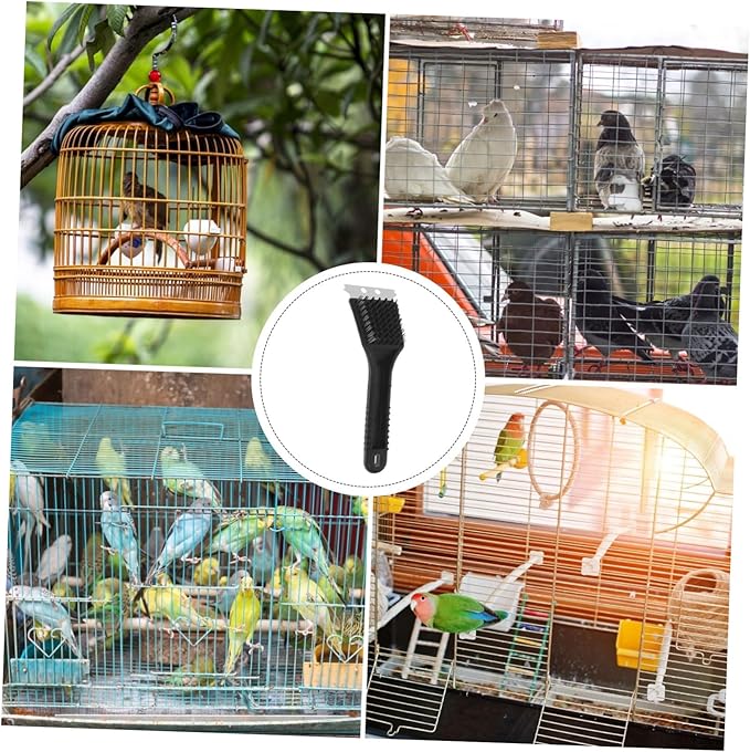 Long Handle Bird Cage Cleaning Brush Stainless Steel Droppings Removal Tool for Bird Cages Multi-Function Accessory