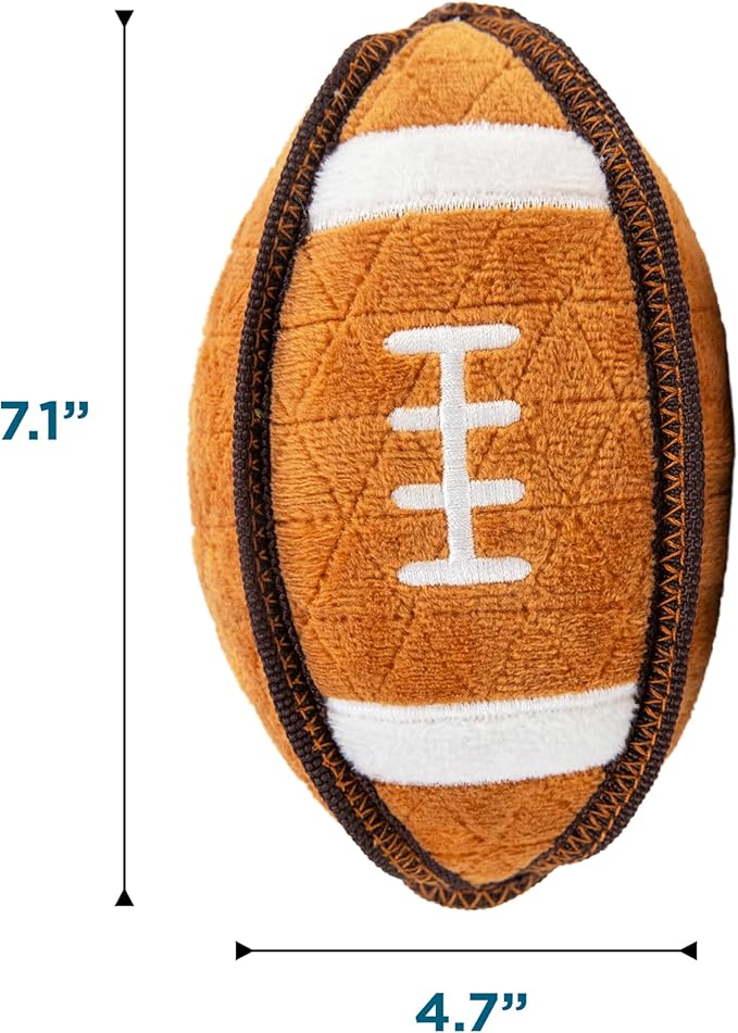 Outward Hound Xtreme Seamz Dog Toy, Reinforced Seams & Multiple Stitching, Durable Plush with Squeakers, Football, 7.1”