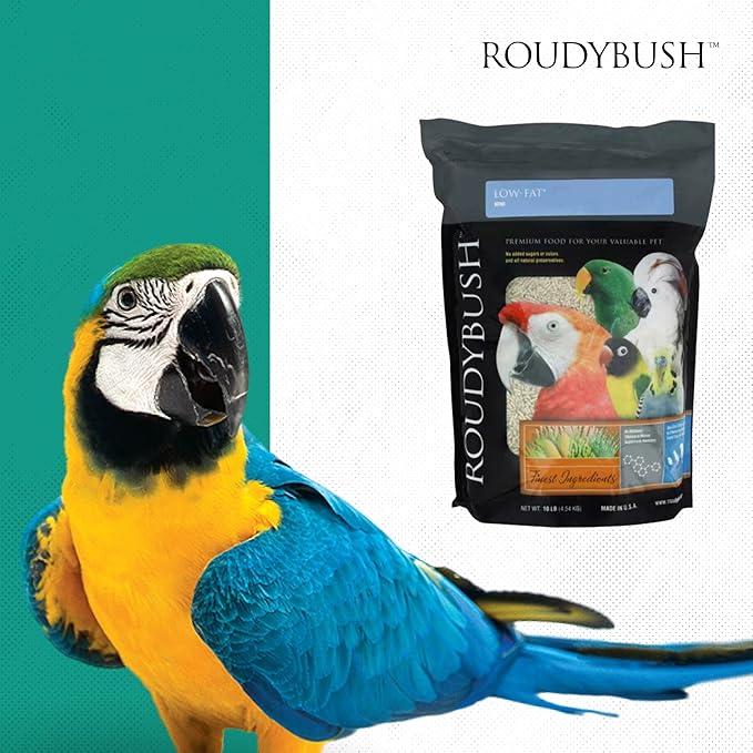 RoudyBush Low Fat Food for Adult Birds & Chicks - Scientifically Formulated Bird Feed, Bird Food Pellets w/Corn, Wheat, Soy & More - Nutritious & Healthy Feed for Birds (Mini, 10lb)