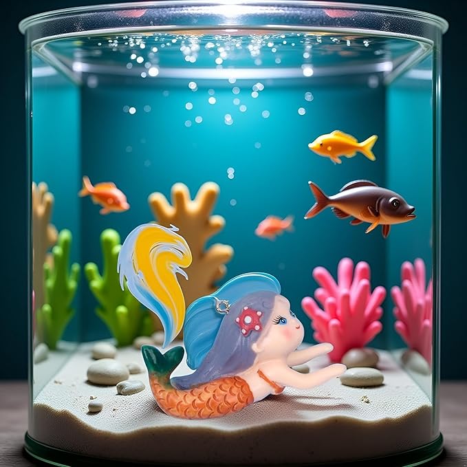 GANPUB Floating Fish Tank Decor, Aquarium Fish Mermaid, Ornaments, Eye Catching Decoration, Aquatic Pets Cartoon, Miniatures Figures for, Aquarium Décor Thematic Ornaments