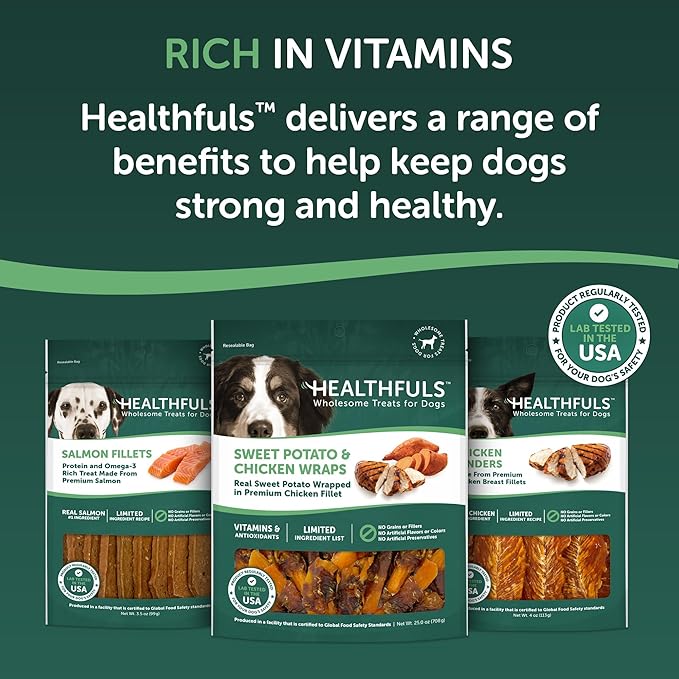 HEALTHFULS Chicken-Wrapped Sweet Potato Treats, 25 oz - Healthy, Protein Rich Treats for Dogs - Long Lasting Dog Chews