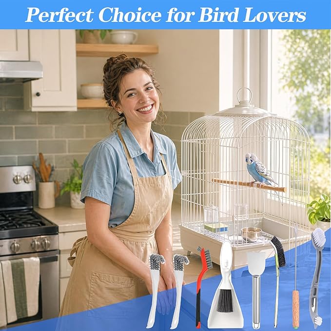 Bird Cage Cleaning Brush Tool Set, Bird Cage Cleaner, Suitable for Bird Cages, Rabbit Cages, Hamster Cages, Parrot Cages, and Other Small Pet Cage Accessories