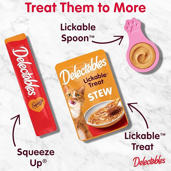 Delectables Squeeze Up Creamy Squeezable Puree, Lickable Wet Cat Treats, Grain Free, No Added Fillers, No By-Products, No Added Preservatives, 0.5 Ounces Chicken & Veggies, 32 Tubes Total