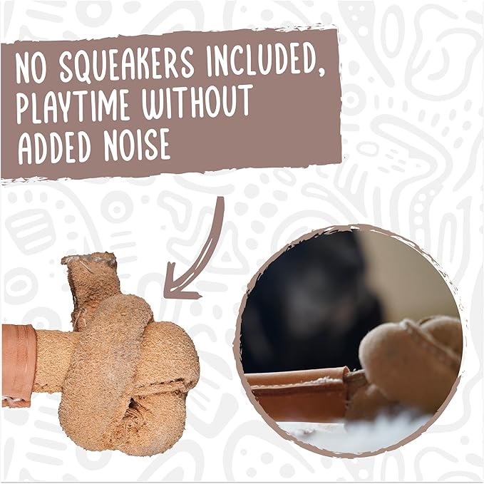 HuggleHounds Huggle-Hide Knotted Bone - Leather Dog Toys for Aggressive Chewers, Interactive for Small or Large Breeds, Tough & Durable - Leather Bone, Small